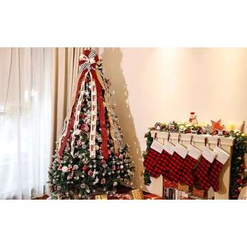 GUDELAK Christmas Tree Topper Bow for Festive Decor
