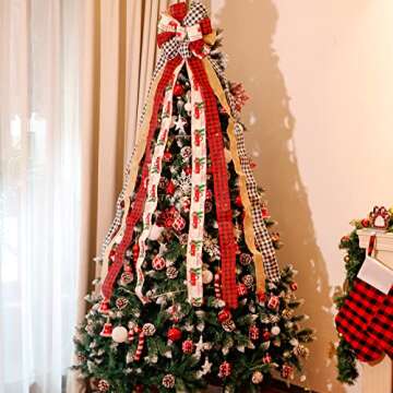GUDELAK Christmas Tree Topper Bow for Festive Decor