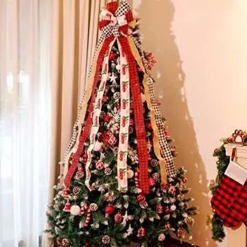 GUDELAK Christmas Tree Topper Bow for Festive Decor