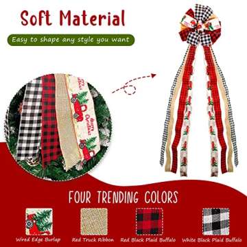 GUDELAK Christmas Tree Topper Bow for Festive Decor