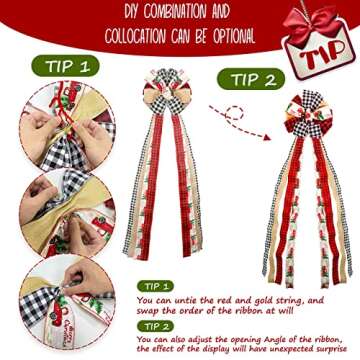 GUDELAK Christmas Tree Topper Bow for Festive Decor