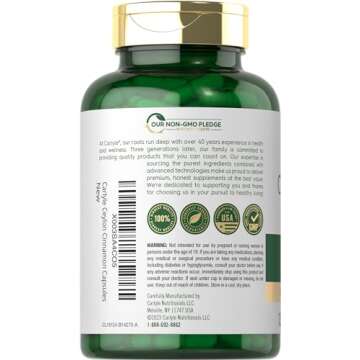 Carlyle Ceylon Cinnamon Capsules 4000 mg | 120 Count | Non-GMO & Gluten Free Supplement