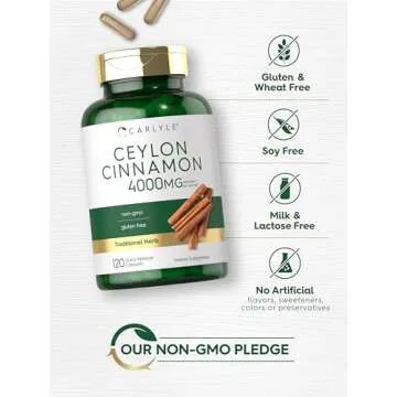 Carlyle Ceylon Cinnamon Capsules 4000 mg | 120 Count | Non-GMO & Gluten Free Supplement