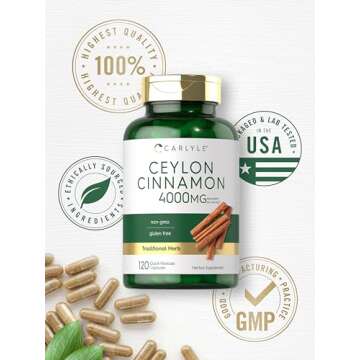 Carlyle Ceylon Cinnamon Capsules 4000 mg | 120 Count | Non-GMO & Gluten Free Supplement