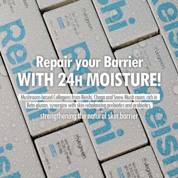 VEGREEN Skin Barrier Reishi Face Serum Skin Barrier Repair Moisturizer | Korean Hydrating Serum w/Mushroom Extracts & Lactobacillus Ferment | Glass Skin Serum for Face for All Skin Types 1.69 fl oz