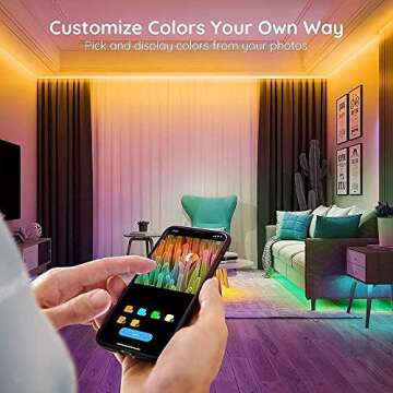 Govee Smart LED Strip Lights, 16.4ft WiFi LED Light Strip with App and Remote Control, Works with Alexa and Google Assistant, 64 Scenes and Music Sync RGB LED Lights for Bedroom, Kitchen, TV, Party