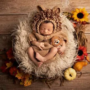 M&G House Newborn Photography Props Lion Costume Baby Photo Shoot Accessories Fits 0-2 Months Newbor...
