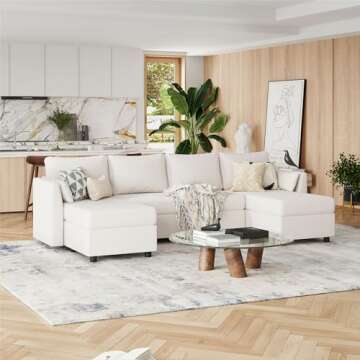 Mangodan Modular Sectional Sofa with Storage, Convertible 6 Seat Sectional Couches for Living Room, ...