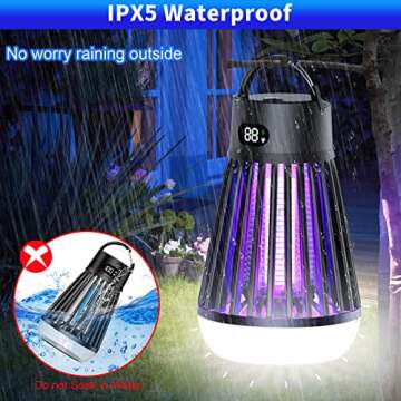 Bug Zapper Outdoor and Indoor - Rechargeable Mosquito and Fly Killer,USB LED Light Trap Portable Cordless Electric Mosquito Zappers Killer Lamp, Insect Killer for Home Backyard Camping Patio - Black