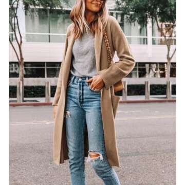 Long Cardigans for Women Lapel 2024 Fall Cashmere Sweater Coat Loose Lightweight Coatigan Jacket Duster Overcoats Outfits