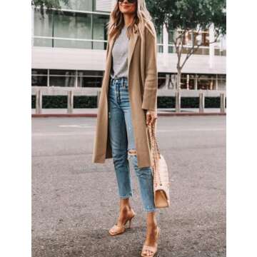 Long Cardigans for Women Lapel 2024 Fall Cashmere Sweater Coat Loose Lightweight Coatigan Jacket Duster Overcoats Outfits