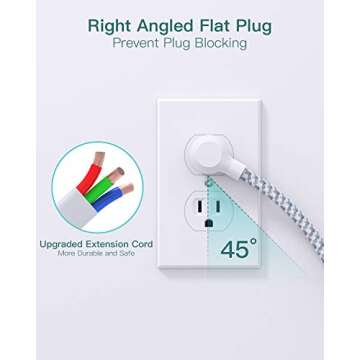 Power Strip Surge Protector - Addtam 10Ft Long Extension Cord with 6 Outlets and 3 USB Ports, Flat Plug Overload Surge Protection Outlet Strip, Wall Mount for Home, Office and More