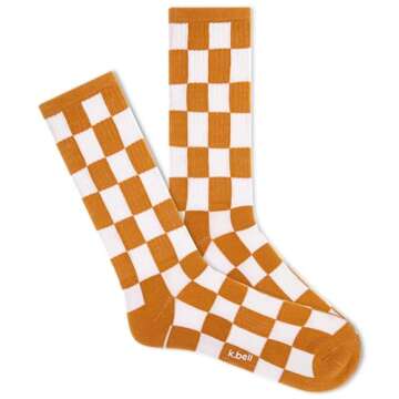 K.BELL Men's L.A. Checkerboard Active Crew Socks – Ultimate Comfort & Style