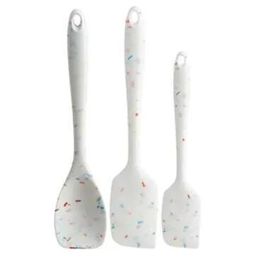 Trudeau White Confetti 5pc Silicone Spatula, Spoonula & Whisk Set