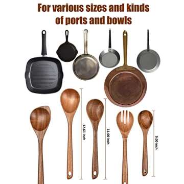 TANAAB Acacia Wood Cooking Spoon Set for Nonstick Cookware
