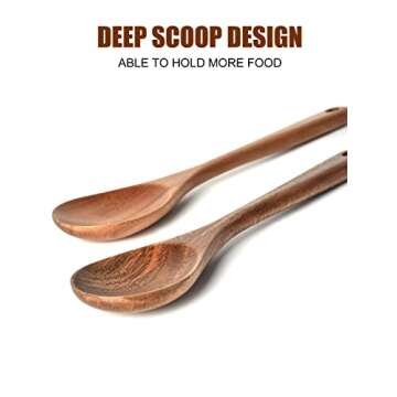 TANAAB Acacia Wood Cooking Spoon Set for Nonstick Cookware