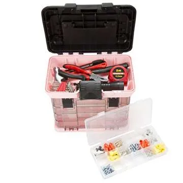 Pink Tool Box Organizer - Durable Storage with Compartments