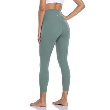 HeyNuts Essential 7/8 Leggings High Waisted Yoga Pants for Women, Soft Workout Pants Compression Leggings with Inner Pockets Everglade Teal_25'' M(8/10)