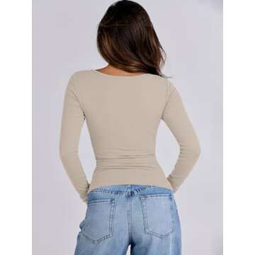 ANRABESS Women's Trendy Cutout Long Sleeve Slim Tee