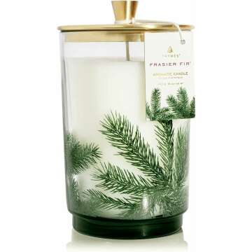 Thymes Pine Needle Frasier Fir Luminary Candle - Seasonal Luxury Home Fragrance