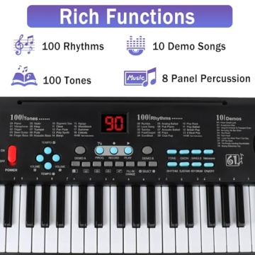 61 Keys Piano Keyboard, Electronic Digital Piano with Built-in Speaker Microphone, Portable Keyboard...