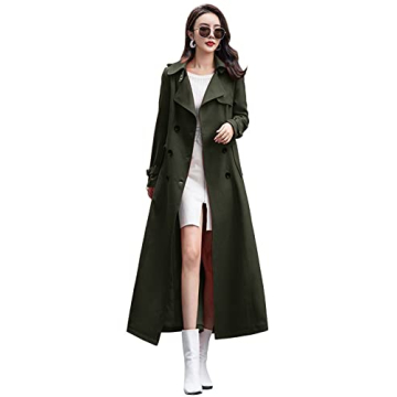 ebossy Women's Double Breasted Duster Trench Coat Slim Full Length Maxi Long Overcoat (X-Small, Army...