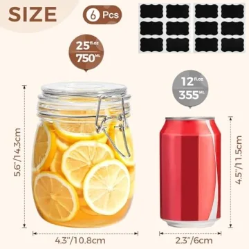 ComSaf Airtight Glass Canisters Set of 6 with Lids