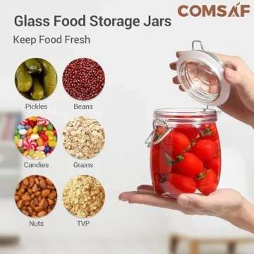 ComSaf Airtight Glass Canisters Set of 6 with Lids
