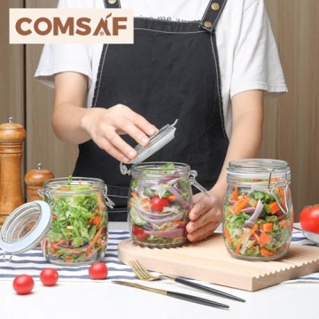 ComSaf Airtight Glass Canisters Set of 6 with Lids