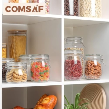 ComSaf Airtight Glass Canisters Set of 6 with Lids