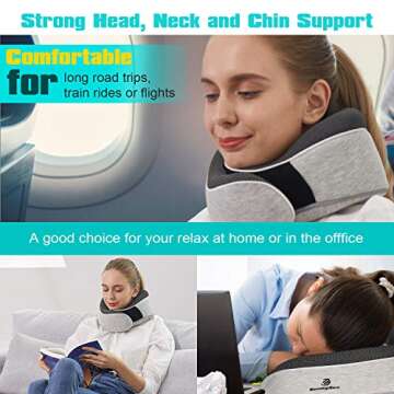 RoomyRoc Travel Pillow - Memory Foam Neck Support & Comfort