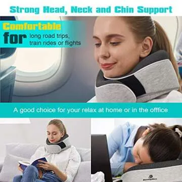 RoomyRoc Travel Pillow - Memory Foam Neck Support & Comfort