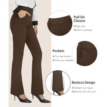 Agenlulu High Waisted Dress Pants for Women Bootcut Elastic Waist Black Work Slacks for Women Business Casual 29.5" Inseam