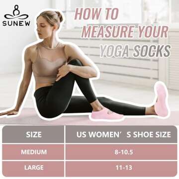 Sunew Pilates Socks – 4 Pairs of Non-Slip Comfort for Women