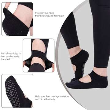 Sunew Pilates Socks – 4 Pairs of Non-Slip Comfort for Women