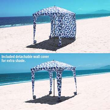 Qipi Beach Cabana - Easy to Set Up Canopy, Waterproof, Portable 6' x 6' Beach Shelter, Included Side Wall, Shade with UPF 50+ UV Protection, Ultimate Sun Umbrella - for Kids, Family - Sea Life