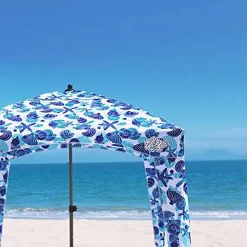 Qipi Beach Cabana - Easy to Set Up Canopy, Waterproof, Portable 6' x 6' Beach Shelter, Included Side Wall, Shade with UPF 50+ UV Protection, Ultimate Sun Umbrella - for Kids, Family - Sea Life