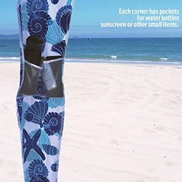 Qipi Beach Cabana - Easy to Set Up Canopy, Waterproof, Portable 6' x 6' Beach Shelter, Included Side Wall, Shade with UPF 50+ UV Protection, Ultimate Sun Umbrella - for Kids, Family - Sea Life