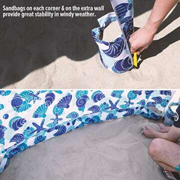 Qipi Beach Cabana - Easy to Set Up Canopy, Waterproof, Portable 6' x 6' Beach Shelter, Included Side Wall, Shade with UPF 50+ UV Protection, Ultimate Sun Umbrella - for Kids, Family - Sea Life