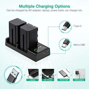 FirstPower NP-F750 Battery & Dual Charger for Sony Cameras