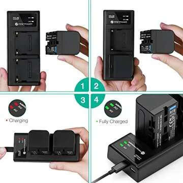 FirstPower NP-F750 Battery & Dual Charger for Sony Cameras