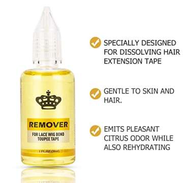 Tape in Extension Remover - Fast Acting Hair Extensions Remover Wig Glue Remover, Tape in Hair Exten...