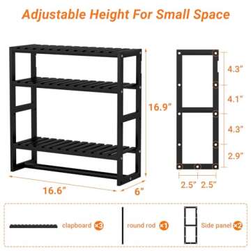 PPN Towel Rack Bathroom Storage Shelves Over The Toilet with Towel Bar 100% Bamboo Adjustable Height...
