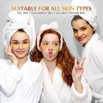 Enaskin Naturals Under Eye Patches for Dark Circles: 30 Pairs 24K Gold Eye Gels Pads - Reduce Wrinkles Puffy & Bags - Retinol Collagen Skin Treatment Mask - Anti Aging & Moisturizer for Women (Gold)