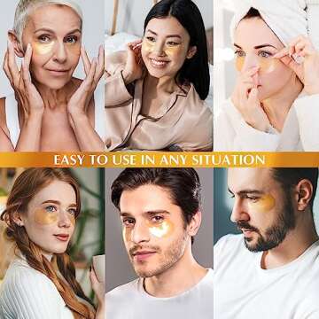 Enaskin Naturals Under Eye Patches for Dark Circles: 30 Pairs 24K Gold Eye Gels Pads - Reduce Wrinkles Puffy & Bags - Retinol Collagen Skin Treatment Mask - Anti Aging & Moisturizer for Women (Gold)