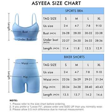 Ourgifts Workout Sets for Women 2 Piece Outfits Gym Shorts Women High Waisted with Adjustable Padded Sports Bra Gym Sets（A0010S-Blue）