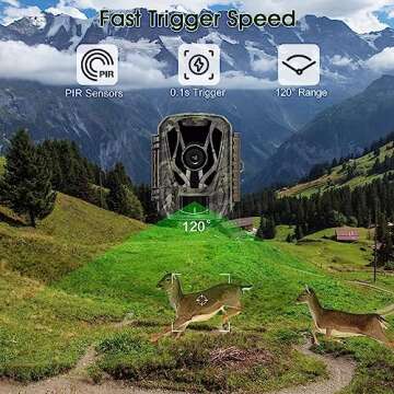 JOH Mini Trail Camera, 24MP, 1080P, 0.1s Trigger Speed Motion Activated, Super Night Vision with Game Camera, IP66 Waterproof and 120°Wide Angle for Wildlife Hunting Deer Cam, Durable Construction