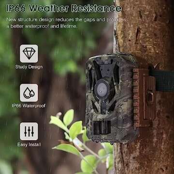 JOH Mini Trail Camera, 24MP, 1080P, 0.1s Trigger Speed Motion Activated, Super Night Vision with Game Camera, IP66 Waterproof and 120°Wide Angle for Wildlife Hunting Deer Cam, Durable Construction