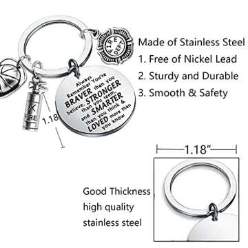 BNQL Firefighter Keychain Fireman Gifts Firefighter Graduation Gifts Firefighter Gifts for Men Keychain You are Braver Stronger Smarter Than You Think (SILVER)