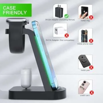 INNISTO Wireless Charging Station,3 in 1 Charger Station for iPhone 15/14/13/12/11 Pro/Pro Max,Wireless Stand Dock Apple Watch Ultra 9/8/7/6/5/4/3/2/SE AirPods Pro 3 2 Black